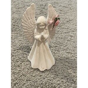 Detailed Ceramic Angel‎ with Pink Roses Figurine